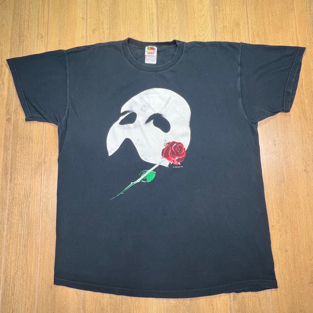 Vintage Fruit of Loom Phantom‎ of the Opera T-Shirt XL Black 1986 Broadway Tee